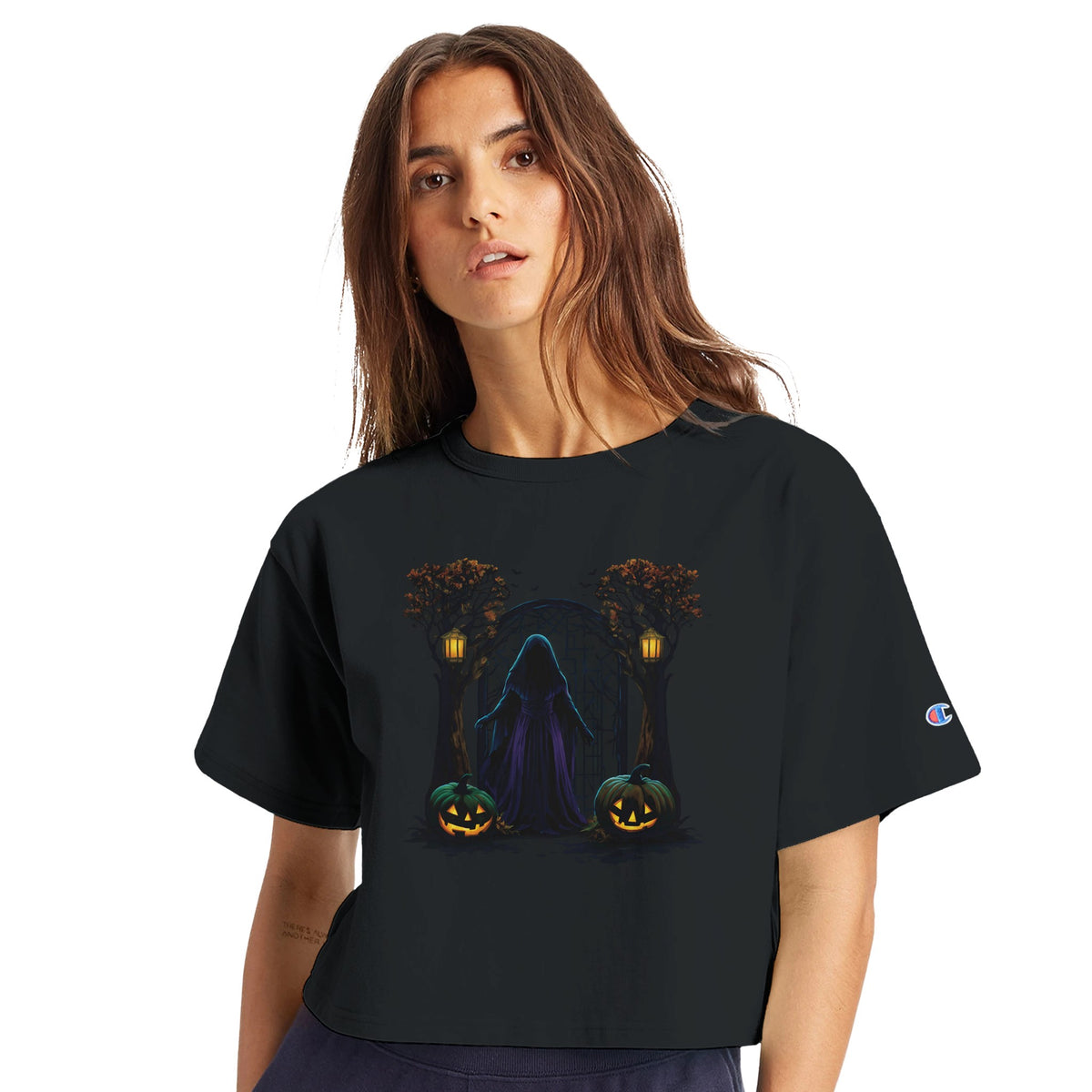 Wraith’s Gate Cropped Tee – Limited Halloween Edition-Cropped Tees-StylinArts