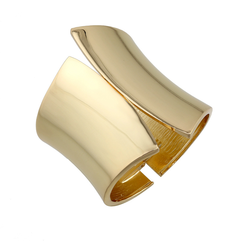 Bold Radiance: Golden Metallic Cuff Bangle-Fashion Bracelets & Bangles-StylinArts