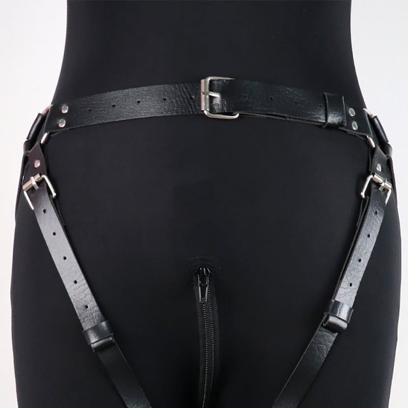 Fierce Leather Strappy Harness Panties-Suspender Belts-StylinArts