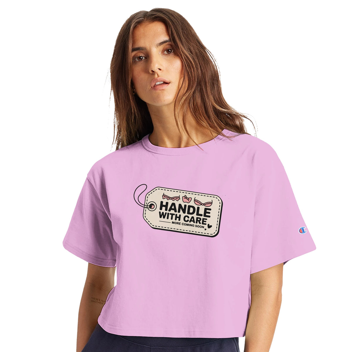 Handle With Care Limited Edition Tee-pink candy-XS-Cropped Tee-StylinArts