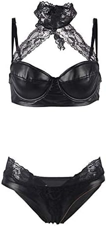 Alluring Leather and Lace Two-Piece Lingerie - StylinArts-Black-3XL-Bras and Briefs-StylinArts