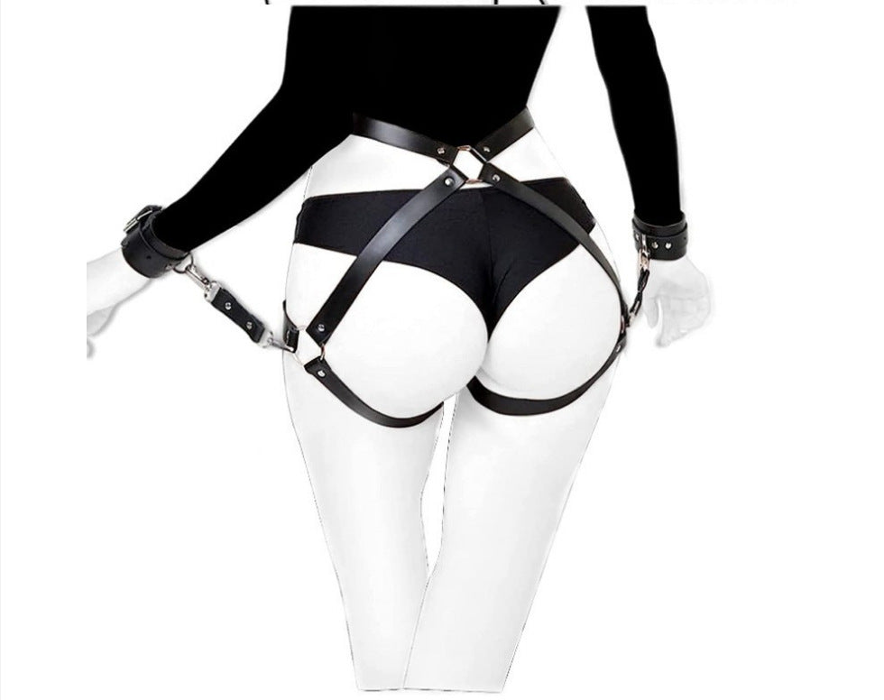 Exquisite Leather Restraint Set-Suspender Belts-StylinArts