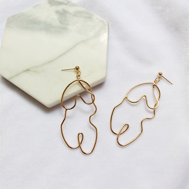 Abstract Femme: Handcrafted Figure Outline Earrings-Fashion Earrings-StylinArts