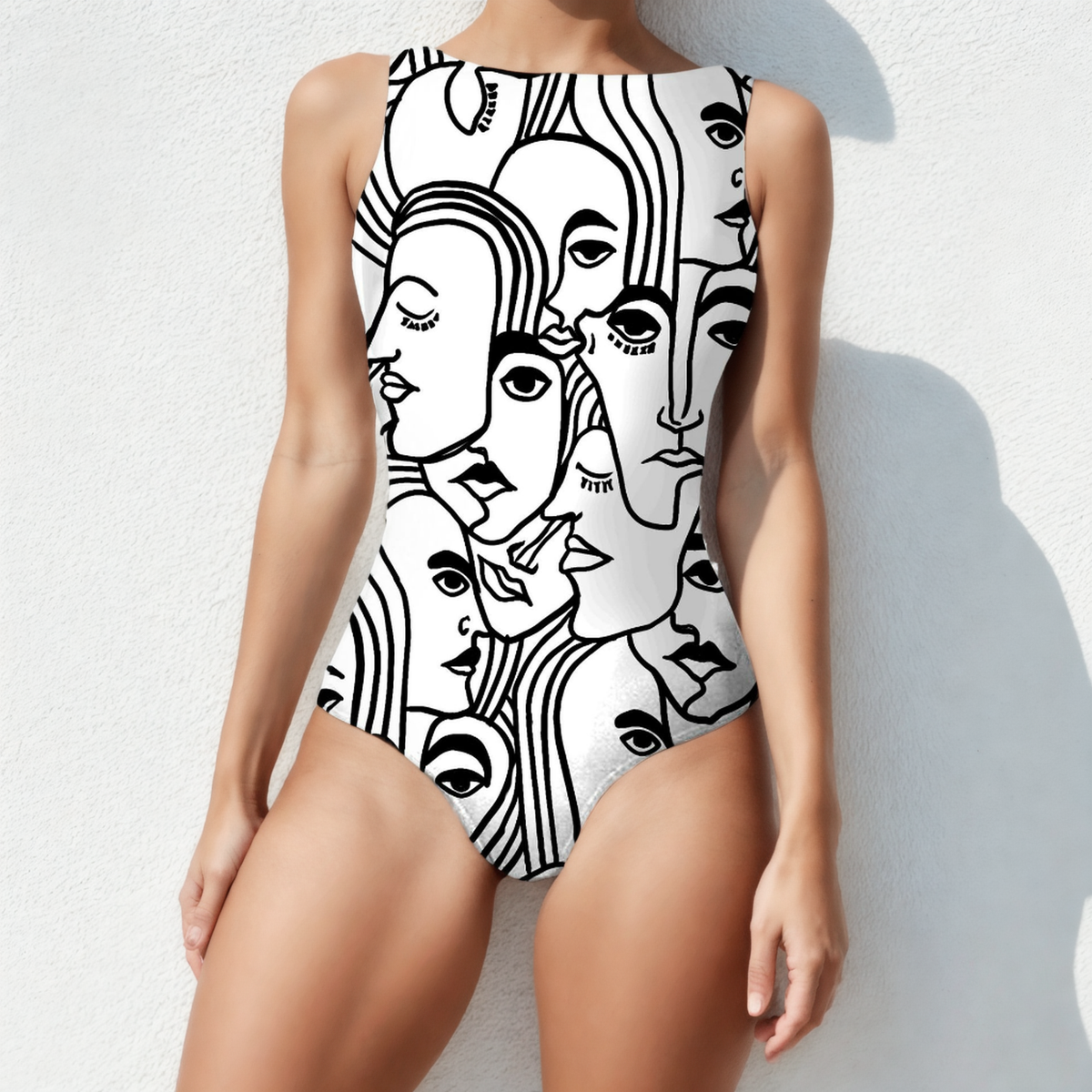 Retro Elegance Abstract Swimsuit - StylinArts