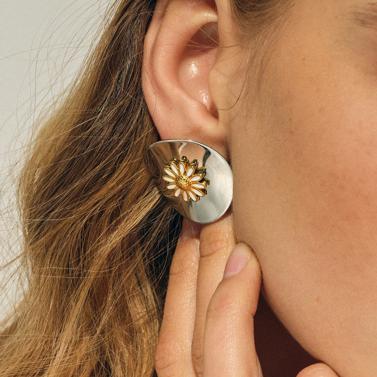 Daisy Reverie: Modern Floral Statement Earrings-Fashion Earrings-StylinArts