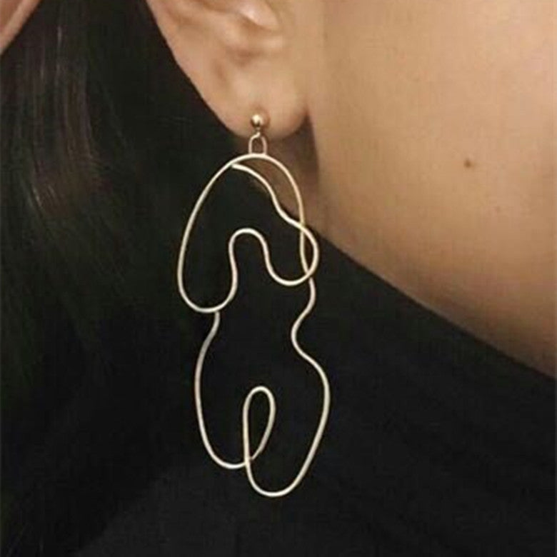 Abstract Femme: Handcrafted Figure Outline Earrings-Fashion Earrings-StylinArts