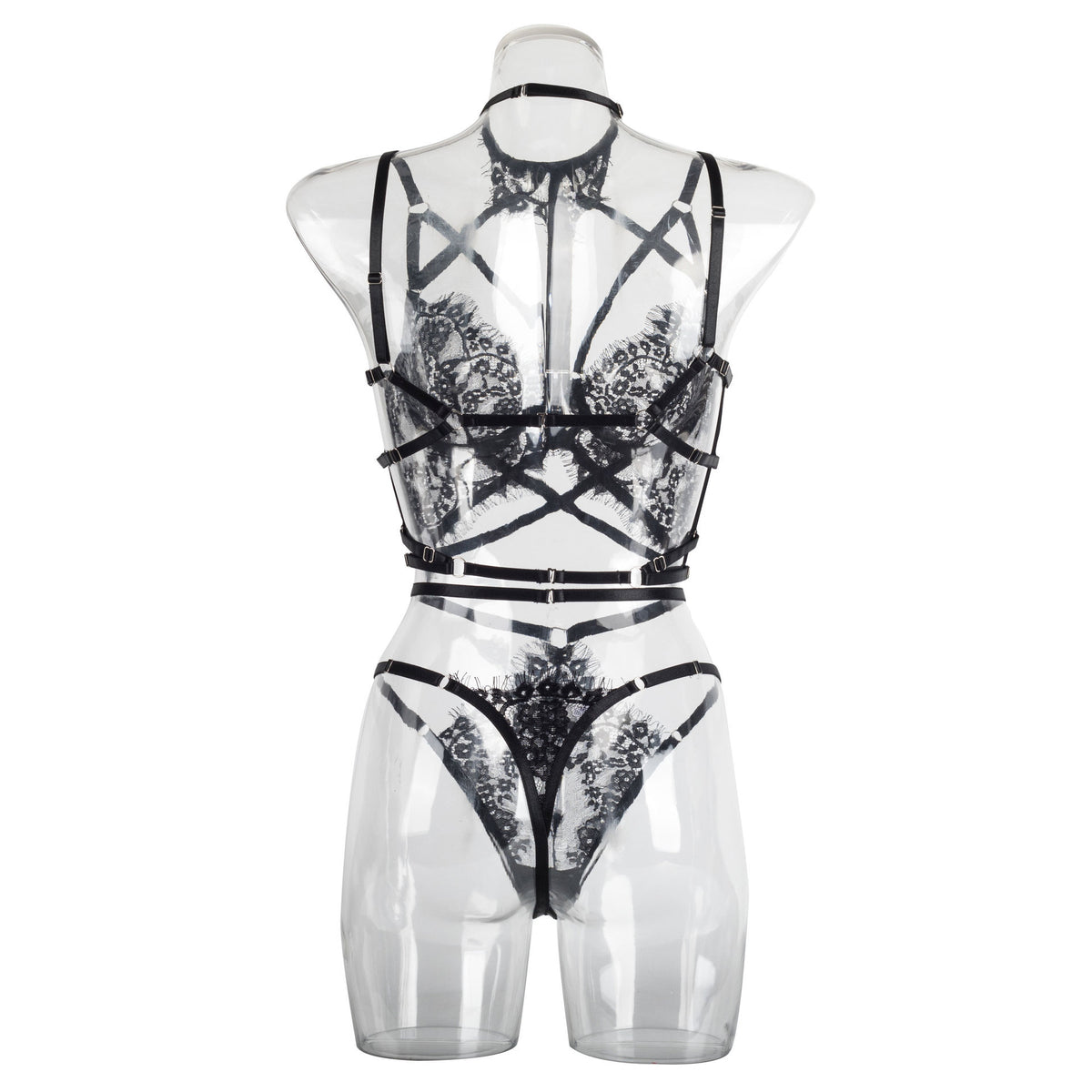 Alluring Lace Harness Lingerie Ensemble - StylinArts-Basques-StylinArts