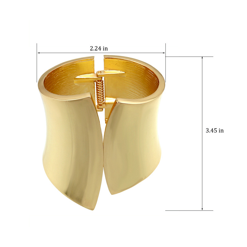 Bold Radiance: Golden Metallic Cuff Bangle-Fashion Bracelets & Bangles-StylinArts