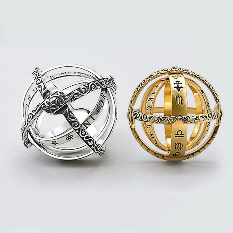 Celestial Symphony Zodiac Ring & Sphere: A Harmonious Balance of the Cosmos-Fashion Rings-StylinArts