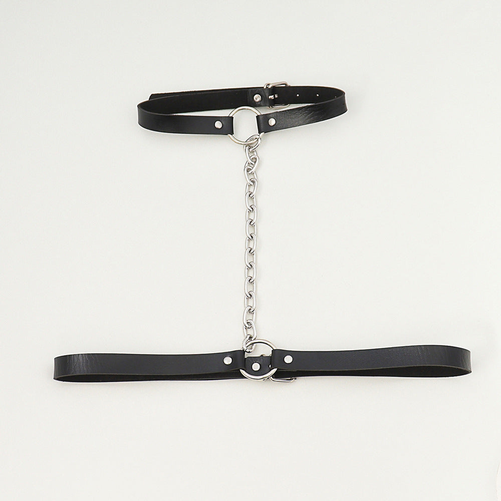 Night Diva Metal Chain Choker Harness-Suspender Belts-StylinArts