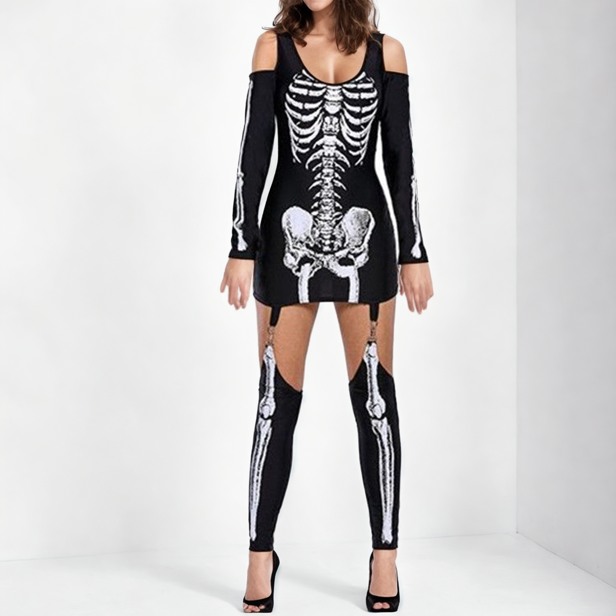 Skeleton Siren – Bold and Daring Skeleton Print Costume-Intimate Roleplay Outfits-StylinArts