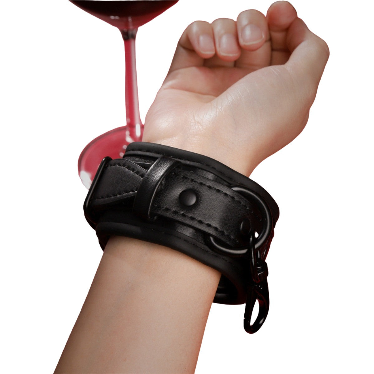 Luxe Noir Soft Leather Handcuffs-Suspender Belts-StylinArts