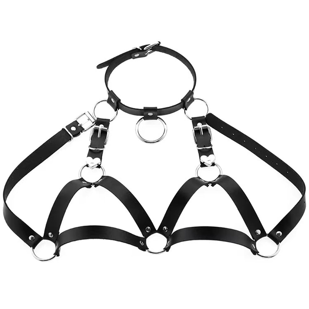 Heartbeat Punk Collar Harness-Suspender Belts-StylinArts