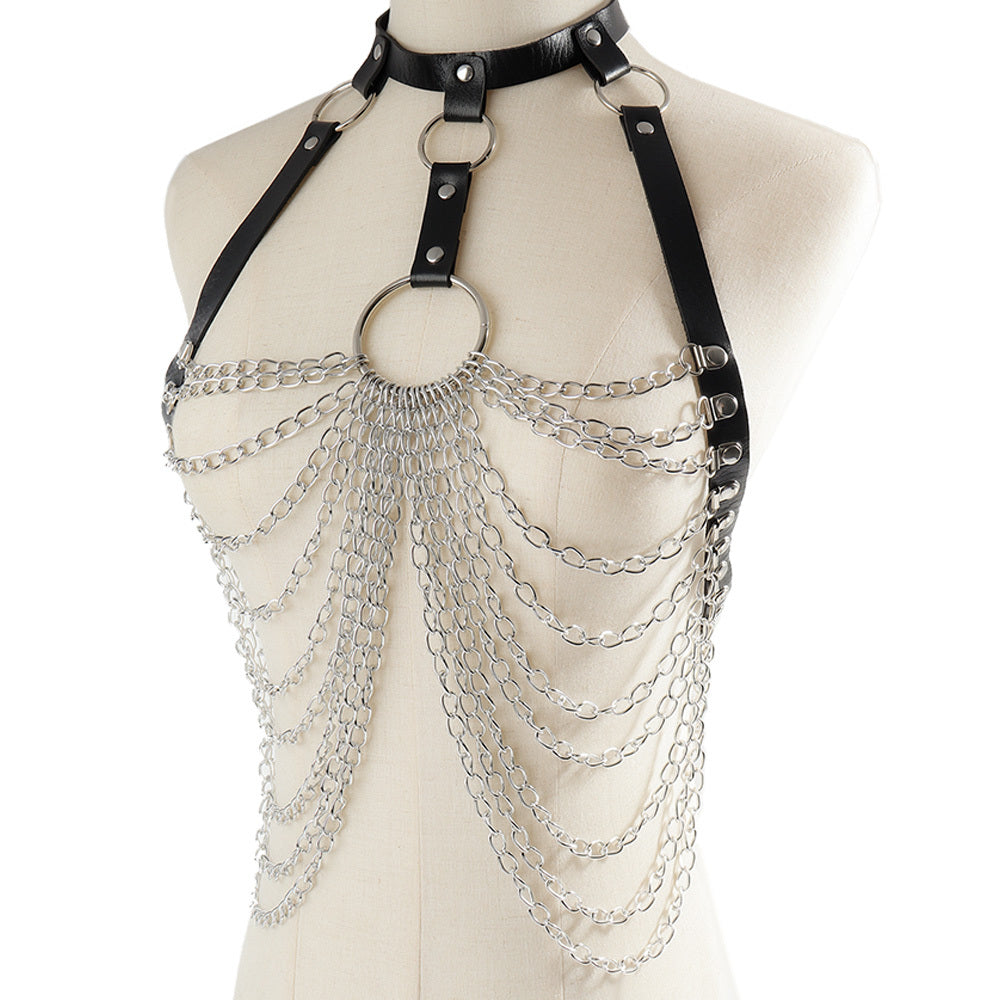 Chain Seduction Harness Bralette-Suspender Belts-StylinArts
