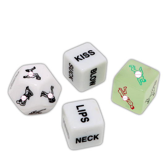 Glow-in-the-Dark Naughty Dice – Couples Game Set for Romantic Fun (4-Pack)-Flirty Fun & Games-StylinArts