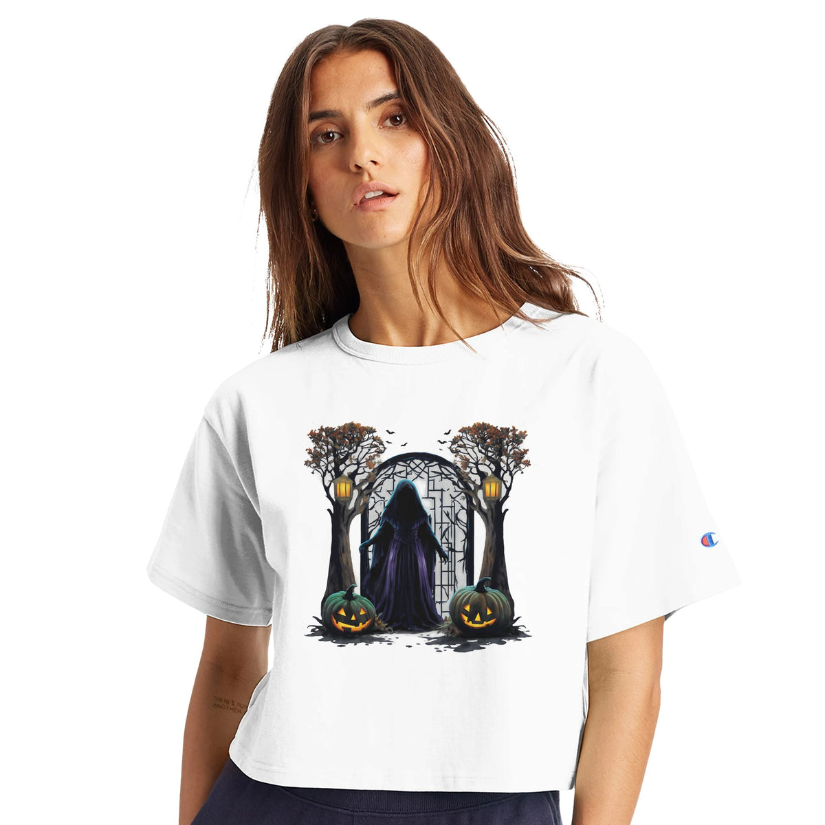 Wraith’s Gate Cropped Tee – Limited Halloween Edition-Cropped Tees-StylinArts