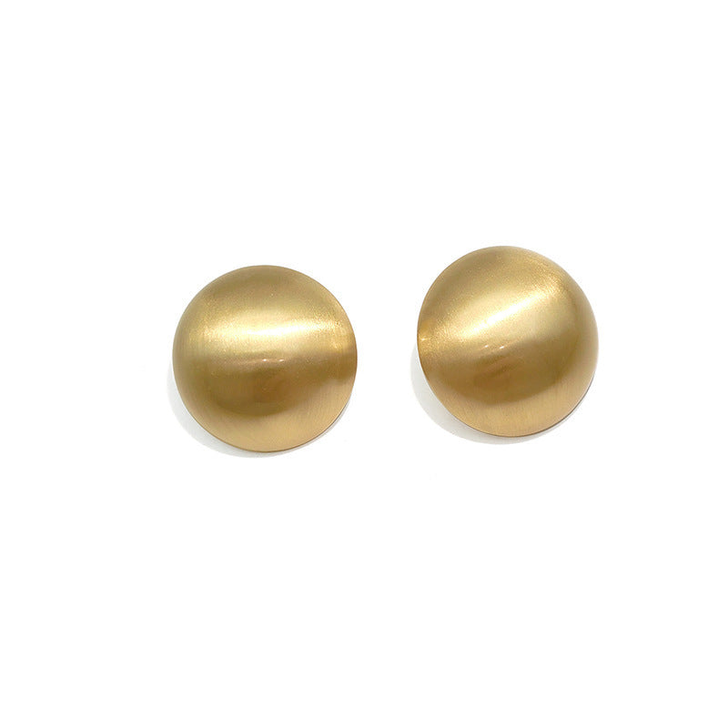 Celestial Sphere: Bold Gold-Plated Round Statement Earrings-Fashion Earrings-StylinArts