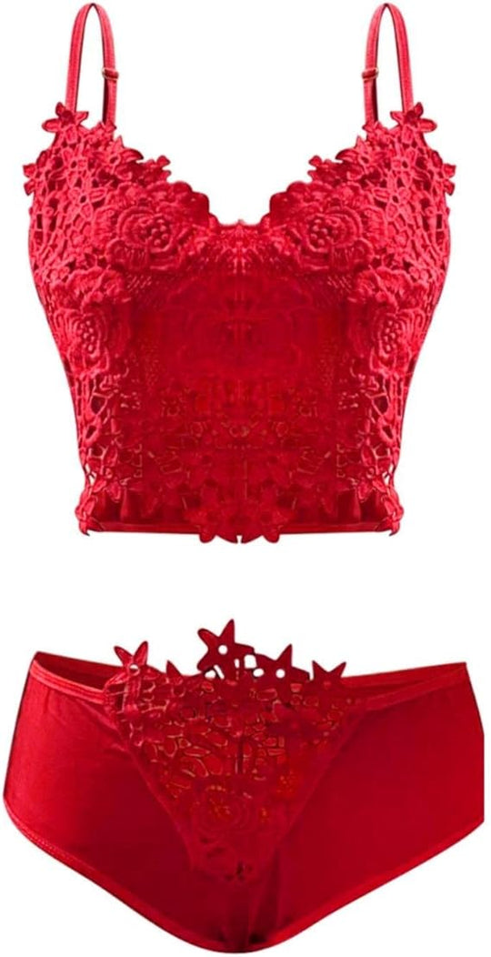 Aurelia Lace Bralette Set-Wine Red-2XL-Bras and Briefs-StylinArts