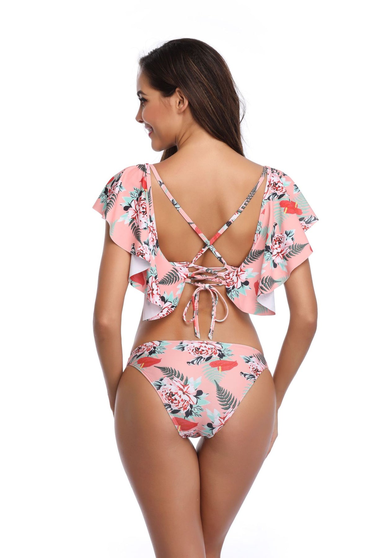 Riviera Blossom Split Bikini-Retro Bikini-StylinArts