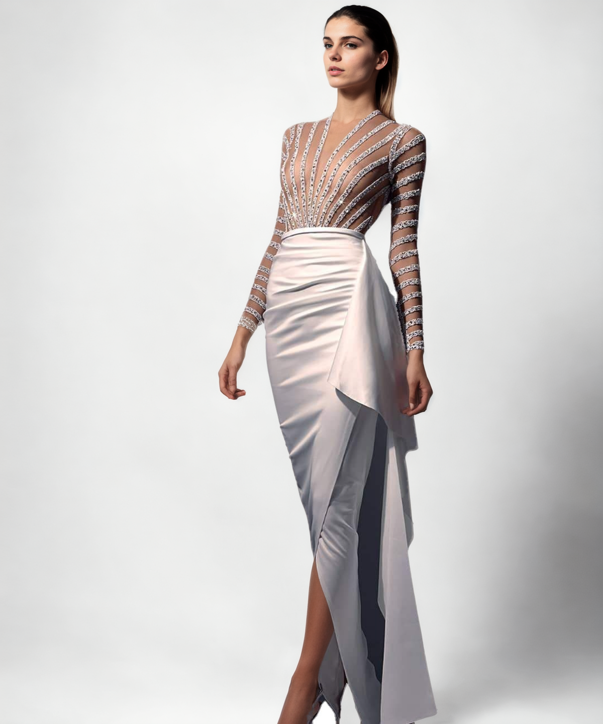 Effortless Elegance: Long Sleeve Narrow Dress-Maxi Dress-StylinArts