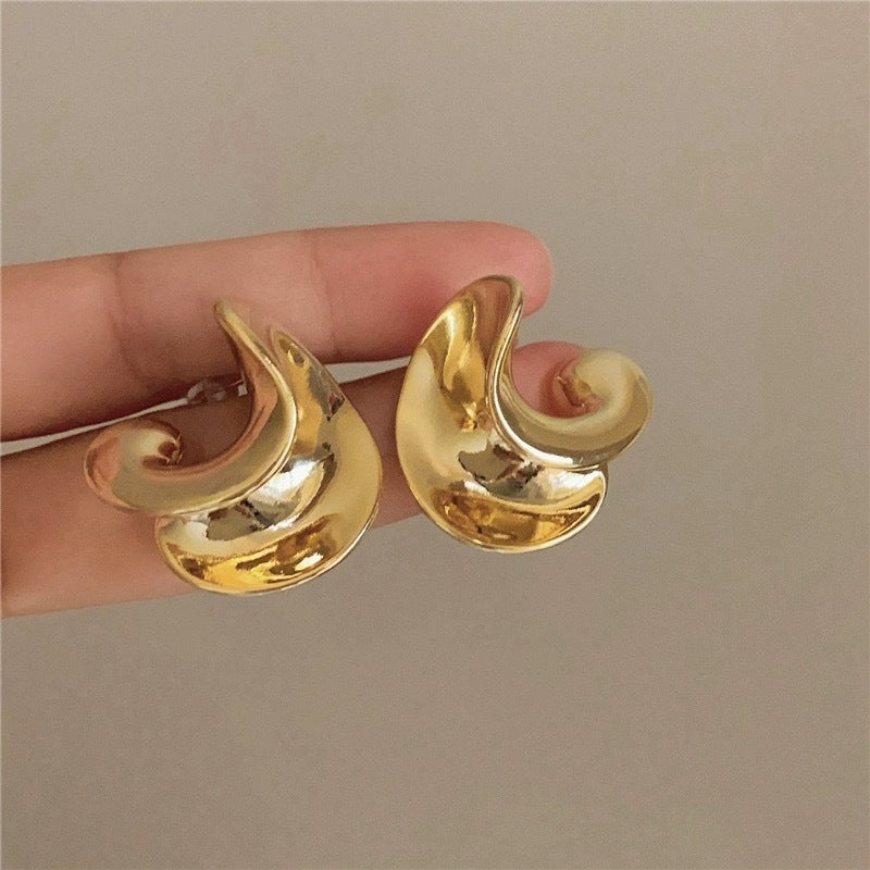 Twisted Harmony: Gold & Silver Asymmetric Spiral Earrings-Fashion Earrings-StylinArts