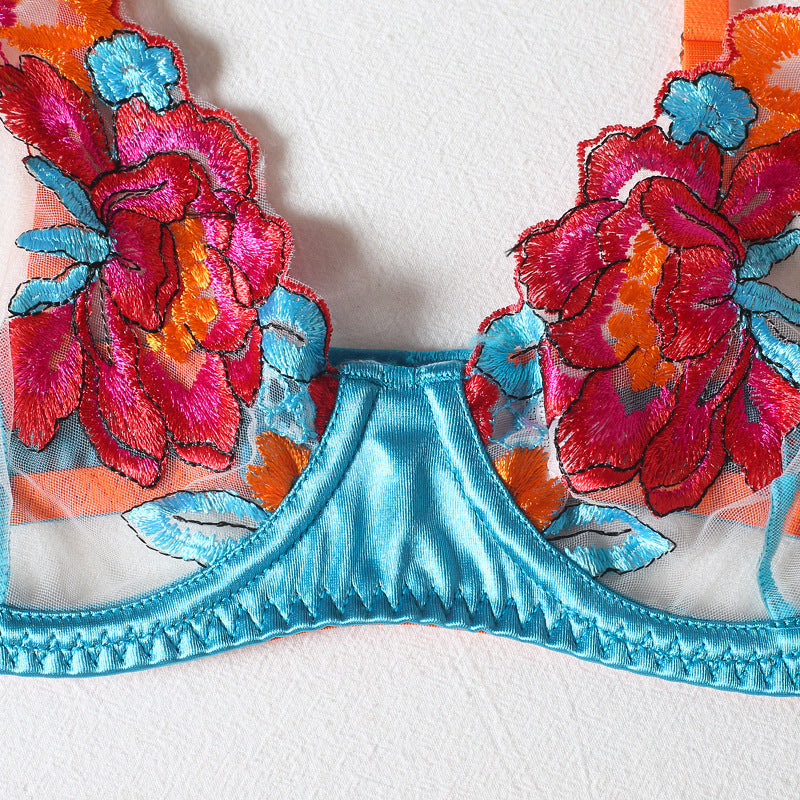 Tropical Temptation Floral Embroidered Lingerie Set - Limited Edition