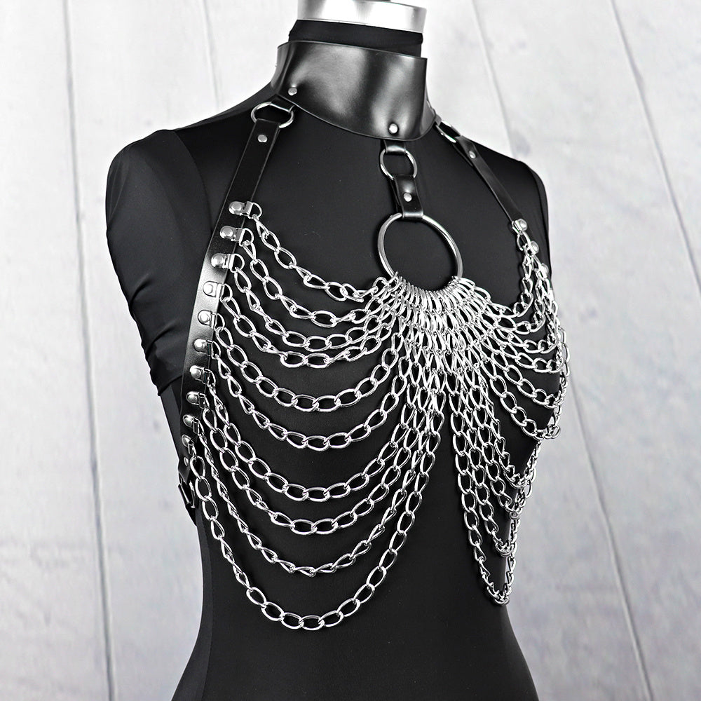 Enchanted Chainmail Leather Harness – Adjustable Medieval-Inspired Statement Accessory