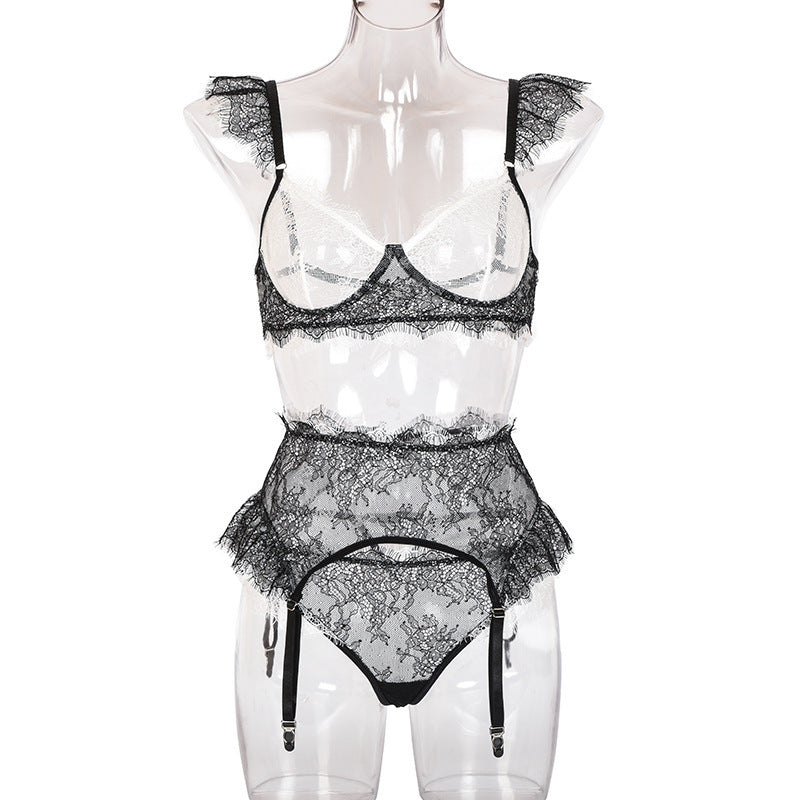 Elegant Lace Lingerie Set with Garter Belt - StylinArts-Basques-StylinArts