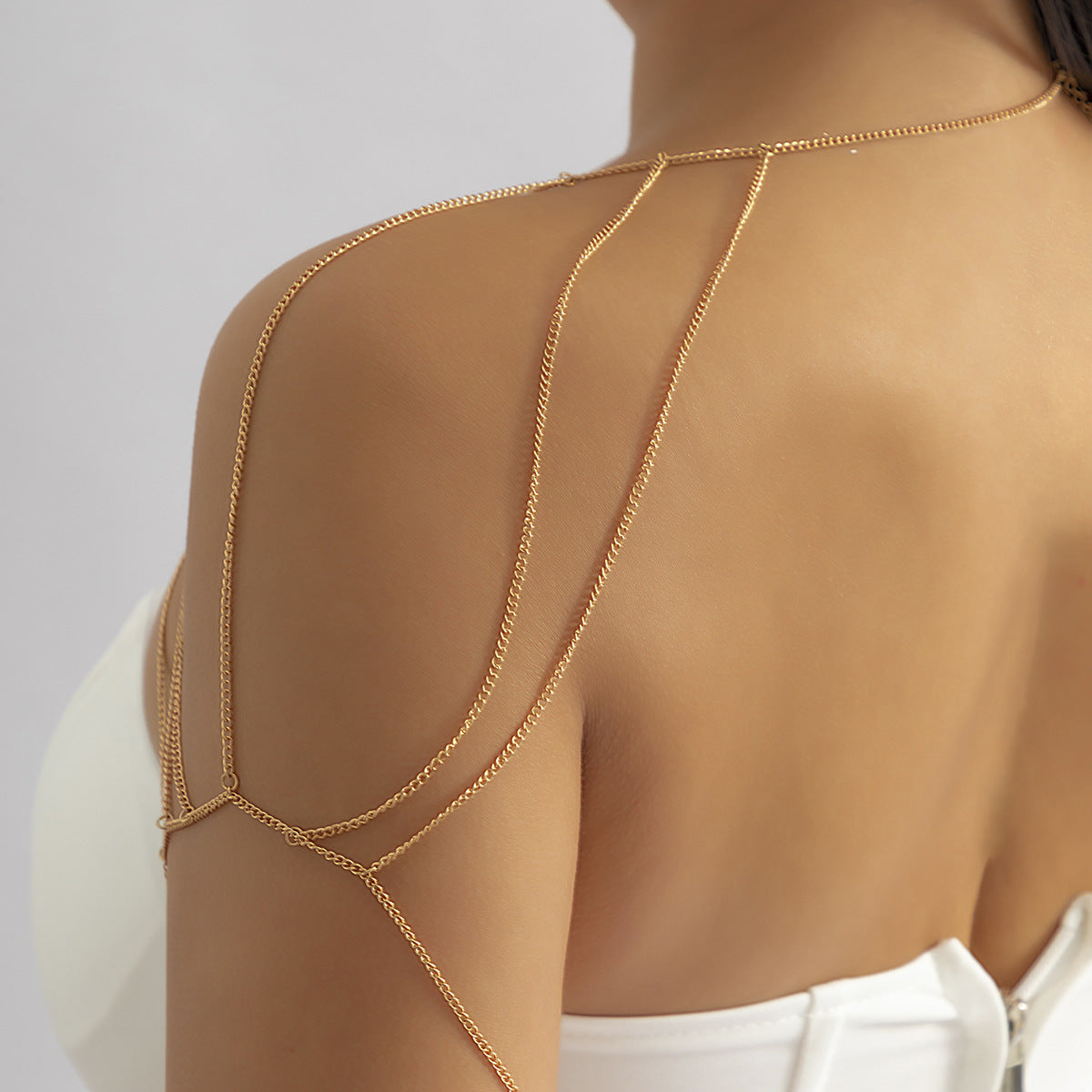 Golden Cascade: Multi-Layered Shoulder Chain for Elegant Draping-Body Jewellery-StylinArts