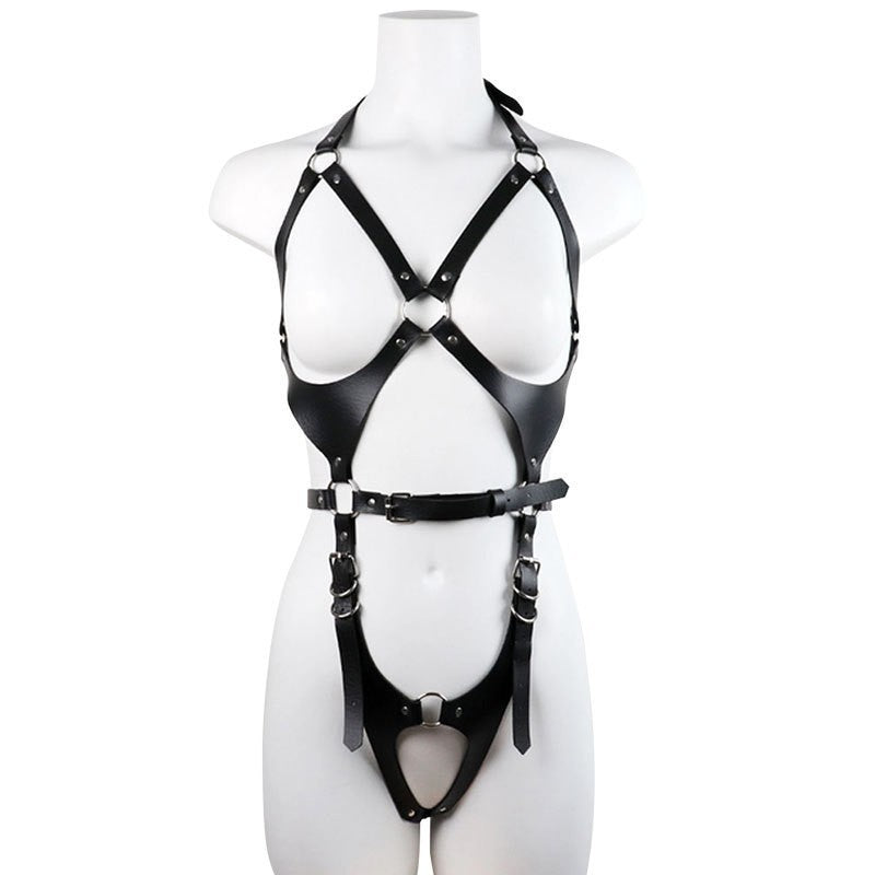 Dominant Desire Leather Harness – Adjustable Strappy Statement Accessory