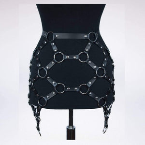 Spiderweb Leather Skirt Harness – Adjustable Edgy Statement Accessory