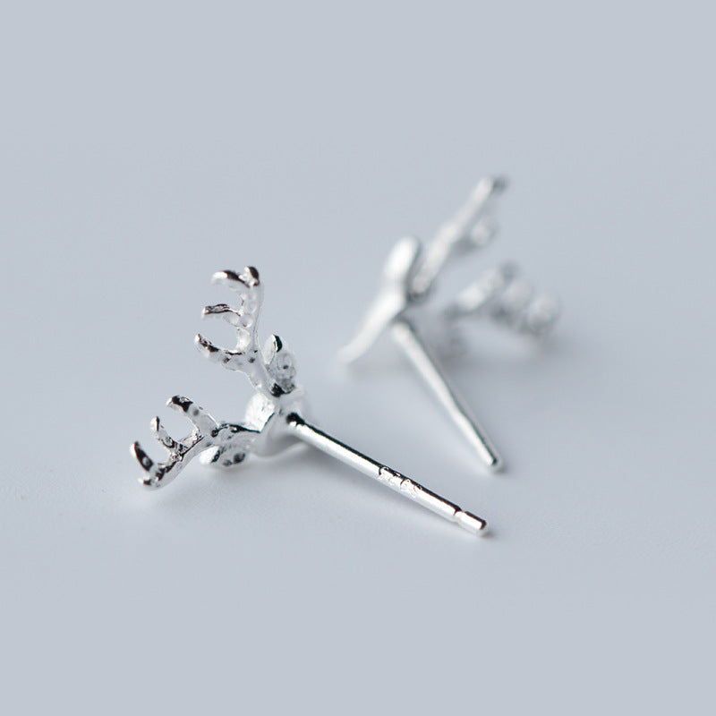 Winter Grace: Sterling Silver Deer Stud Earrings-Fashion Earrings-StylinArts