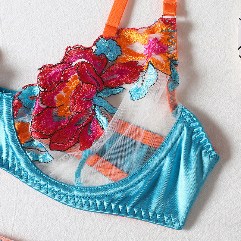 Tropical Temptation Floral Embroidered Lingerie Set - Limited Edition