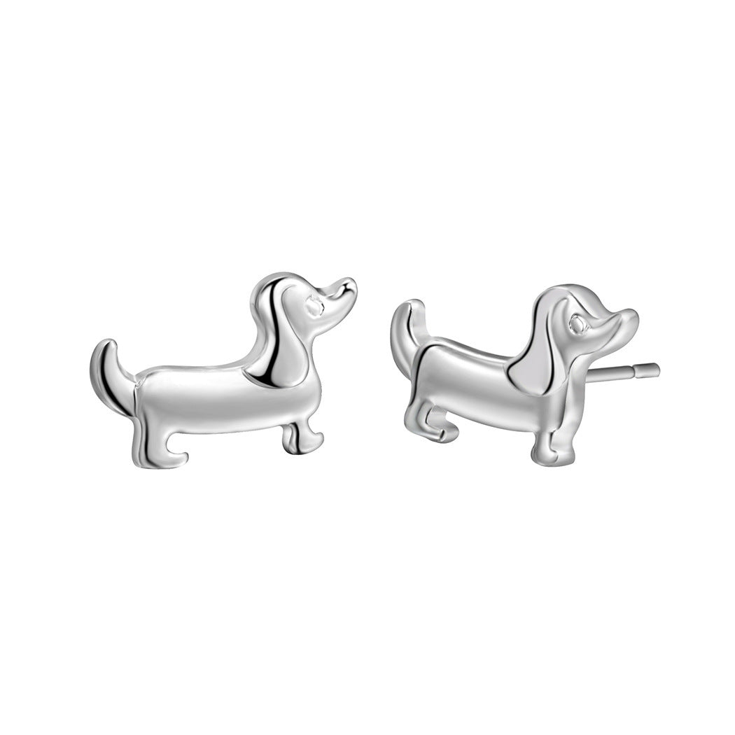 Charming Dachshund Alloy Stud Earrings – Playful Pet-Inspired Design-Fashion Earrings-StylinArts