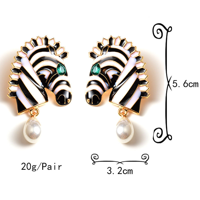 Zebra Elegance Earrings – Wild Spirit Meets Timeless Pearl Charm-Fashion Earrings-StylinArts