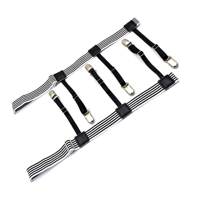 Mercer Striped Clip Garter-Garter-StylinArts-White/Black-StylinArts