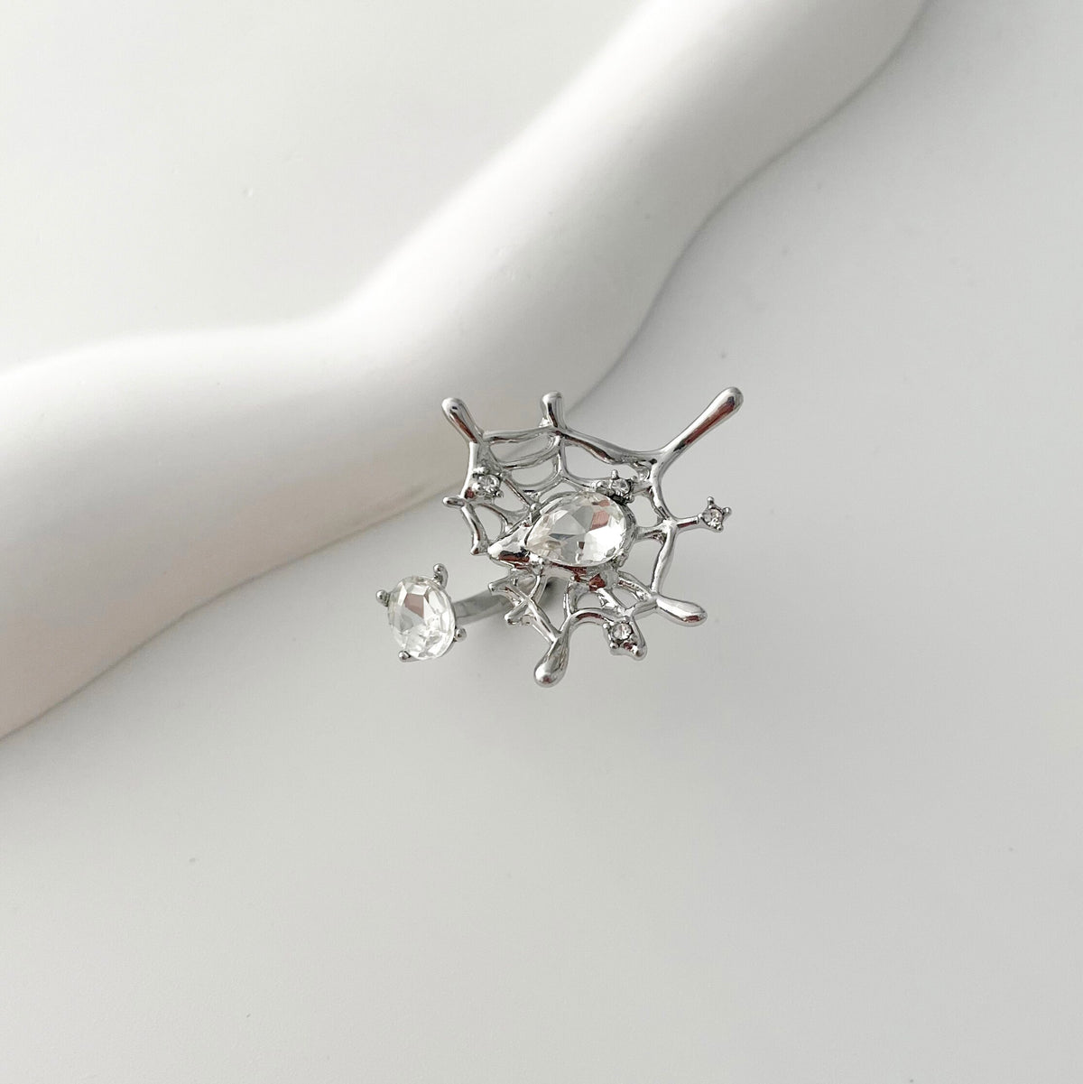 Spider Web Silver Color Ring - StylinArt