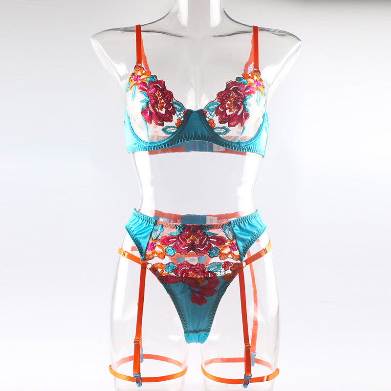 Tropical Temptation Floral Embroidered Lingerie Set - Limited Edition