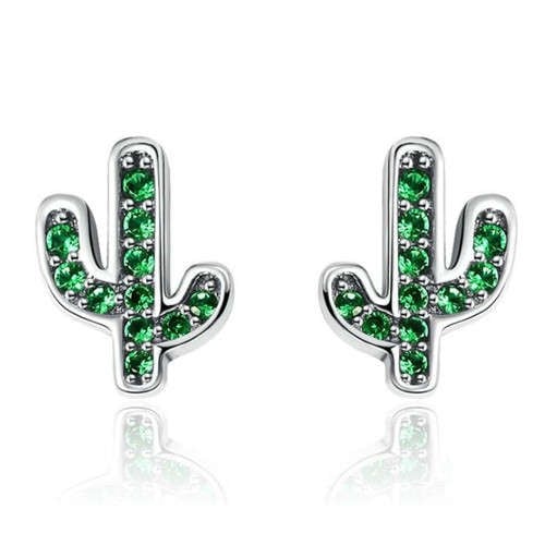Green Desert Mirage Cactus Earrings (925 Sterling Silver)-925 Sterling Silver Earrings-StylinArts