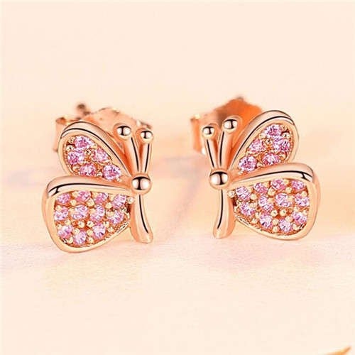 Rose Gold Rosy Flutter Studs (925 Sterling Silver)-925 Sterling Silver Earrings-StylinArts