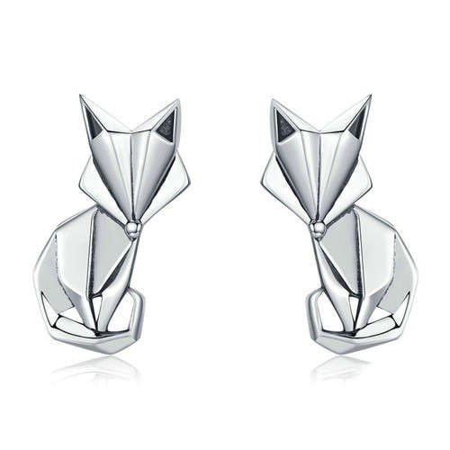 Silver Sly Fox Silver Earrings (925 Sterling Silver)-925 Sterling Silver Earrings-StylinArts