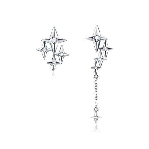 Starry Array Asymmetrical Earrings (925 Sterling Silver)-925 Sterling Silver Earrings-StylinArts