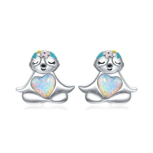 Whimsical Heart Opal Earrings (925 Sterling Silver)-925 Sterling Silver Earrings-StylinArts