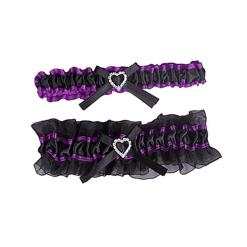 Bridal Bow Wedding Garter-Garter-StylinArts-Black/Purple-StylinArts