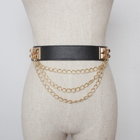 Luxe Chain Embellished Waist Belt-Suspender Belts-StylinArts