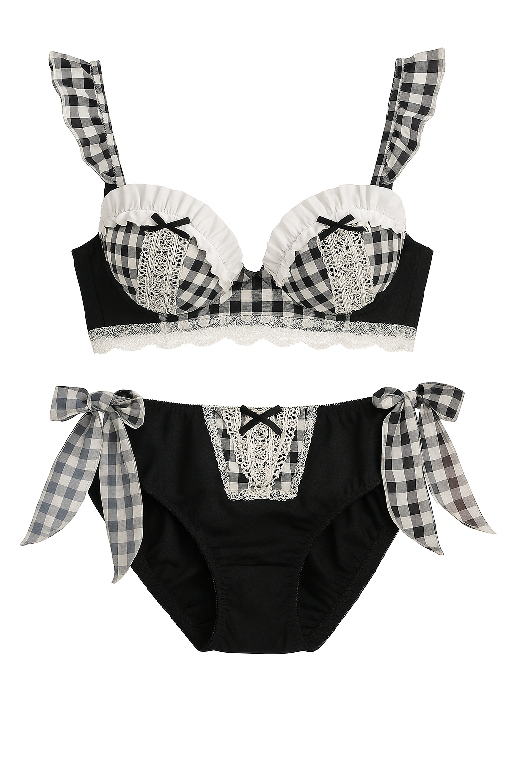 Clara Gingham Lace Lingerie Set