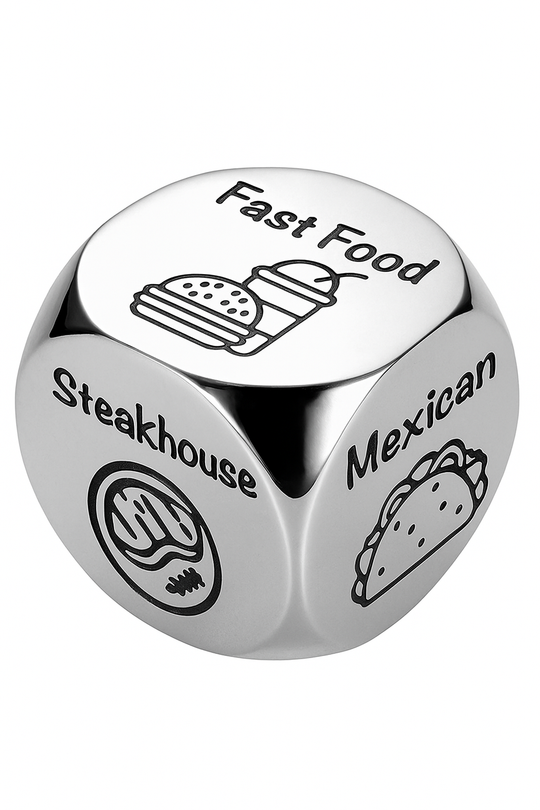 Stainless Steel Food Decision Dice – What to Eat Game in Gift Box-Flirty Fun & Games-StylinArts