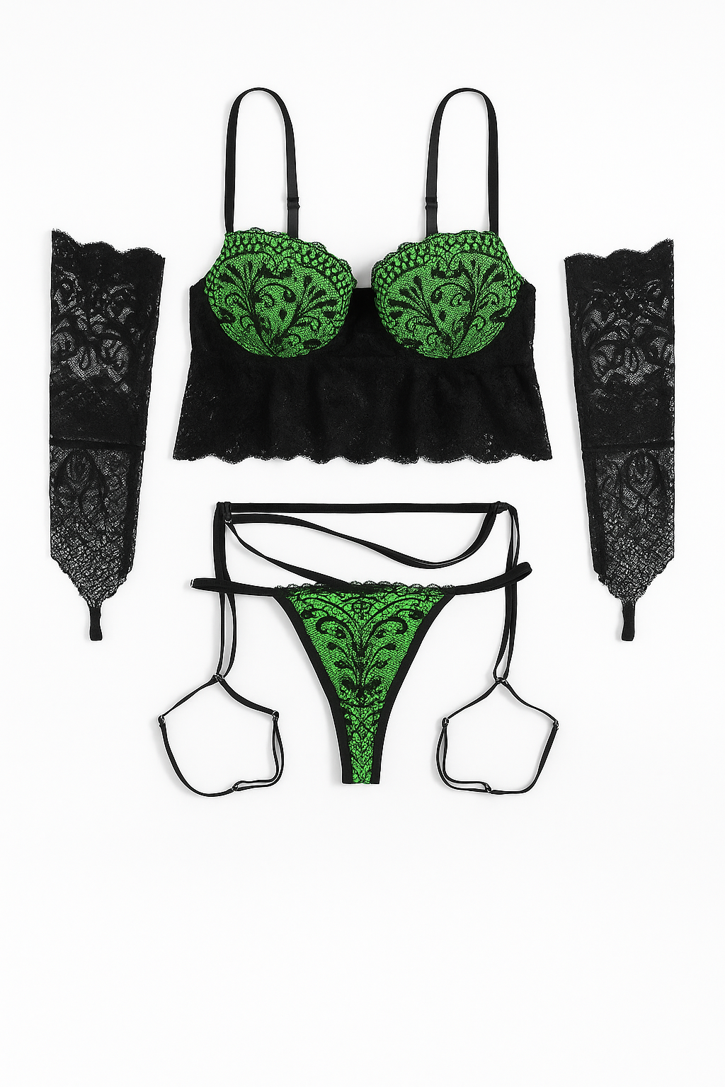 Verde Mystique Lace Corset Set-Black-2XL-Bras and Briefs-StylinArts