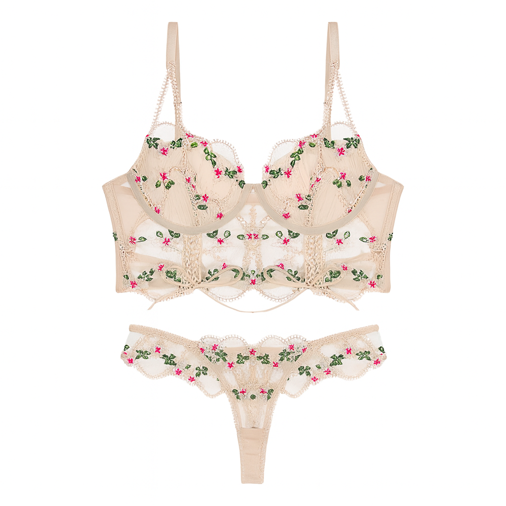 Floralis Serenya Embroidered Corset Lingerie Set