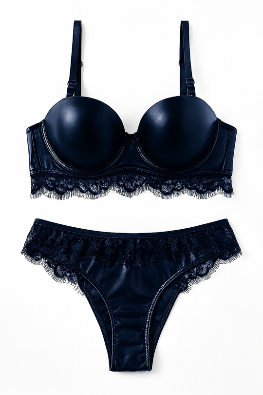 Valeria Satin Lace Set-Blue-70B-Bras and Briefs-StylinArts